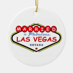 VERHEIRATET in fabelhafter Las- Vegasverzierung Keramik Ornament