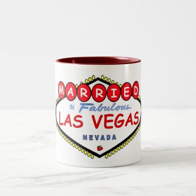 VERHEIRATET In Fabulous Las Vegas Cherry Logo Tass Zweifarbige Tasse (Mittel)
