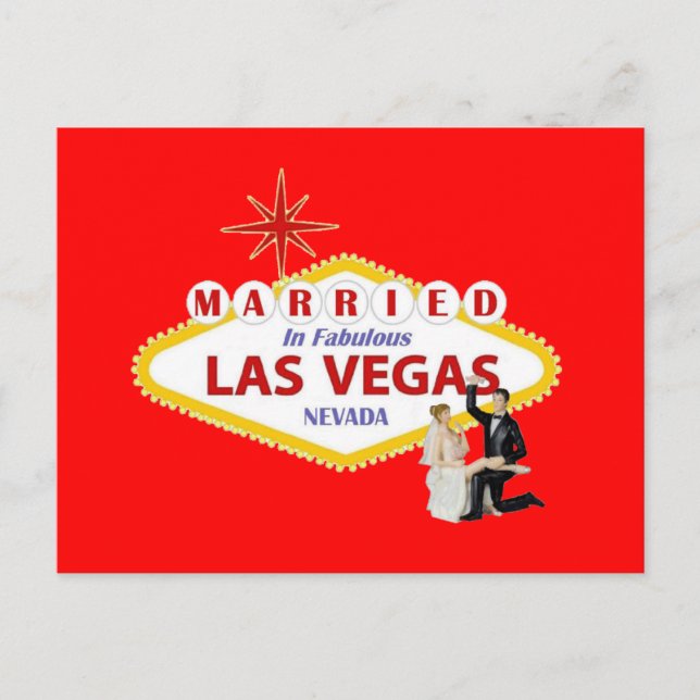 VERHEIRATET in Fabulous Las Vegas mit Bride & Groo Postkarte (Vorderseite)