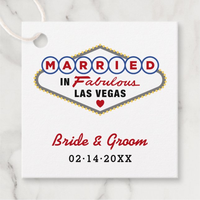 Verheiratet in Fabulous Las Vegas Red Wedding Mono Geschenkanhänger (Vorderseite)