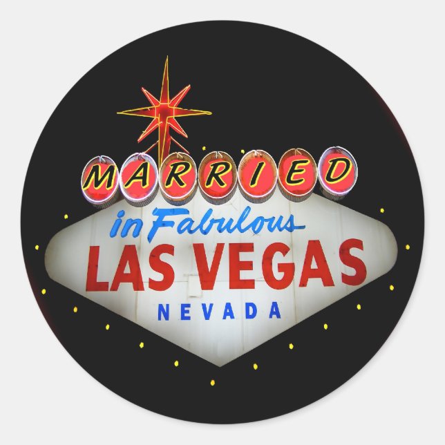 Verheiratet in Fabulous Las Vegas Runder Aufkleber (Vorderseite)