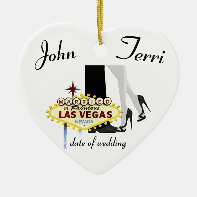 Verheiratet in Las Vegas Personalisierte Keramik Keramik Ornament (Vorne)