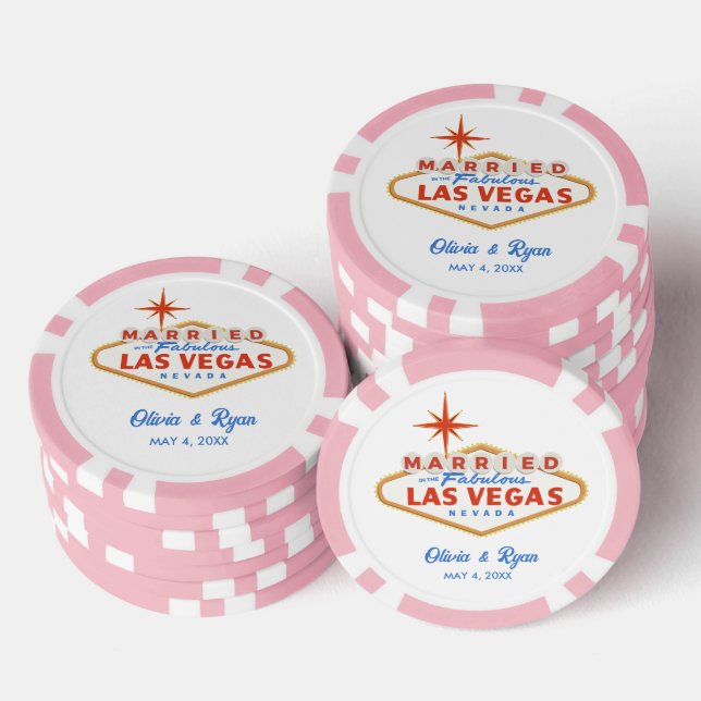 Verheiratet in Las Vegas Pink Casino Gastgeschenk  Pokerchips (Stapel)