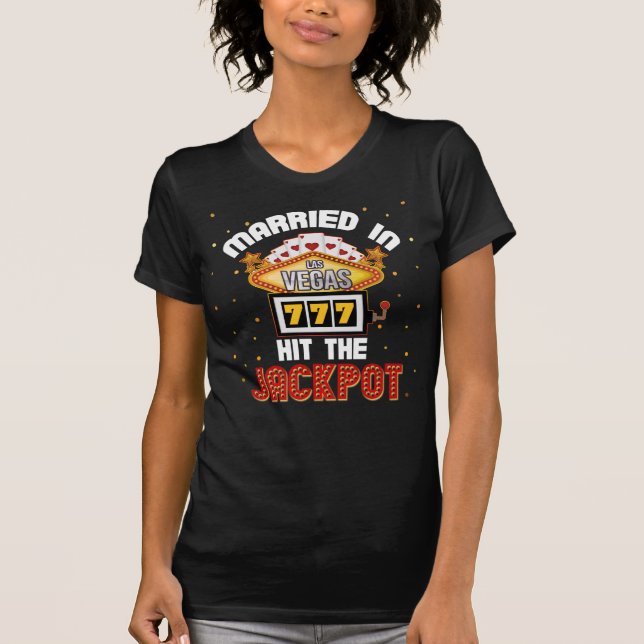 Verheiratet in Vegas Jackpot Casino Wedding Couple T-Shirt (Vorderseite)