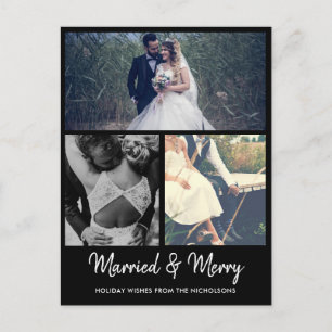 Verheiratet & Merry Erstes Verheiratetes Foto Feiertagspostkarte