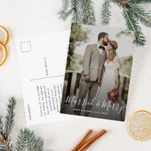 VERHEIRATET & MERRY Hochzeitsankündigung Postkarte