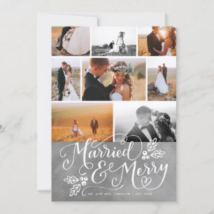 Verheiratet & Merry Multi-Foto Weihnachts-Collage  Feiertagskarte