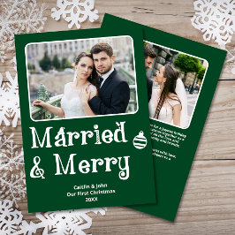 Verheiratet Merry Newlywed 1. Foto Grün Feiertagskarte