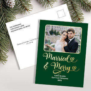 Verheiratet Merry Newlywed First Christmas Foto Gr Folien Feiertagspostkarte
