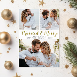 Verheiratet & Merry Newlywed Foto Collage Weihnach Feiertagskarte