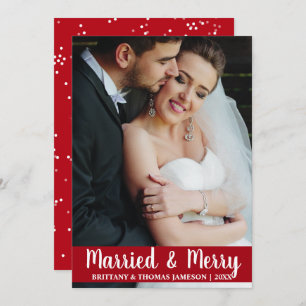Verheiratet & Merry Newlywed Wedding Foto Card R S Einladung