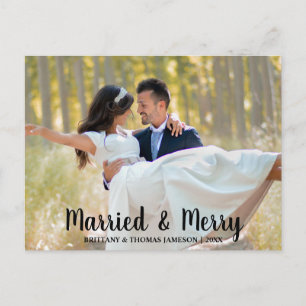 Verheiratet & Merry Newlywed Wedding Foto Postcard Postkarte