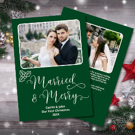 Verheiratet Merry Newlyweds 1. Christmas Green Hol Feiertagskarte