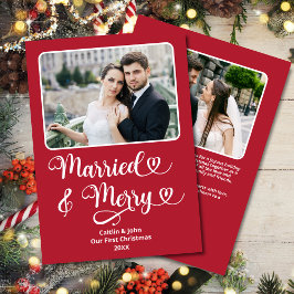 Verheiratet Merry Newlyweds 1. Weihnachts Rote Her Feiertagskarte