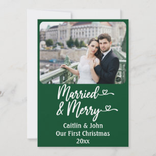 Verheiratet Merry Newlyweds Custom Green 1. Weihna Feiertagskarte