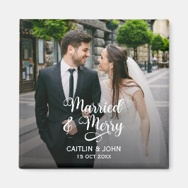 Verheiratet Merry Newlyweds Erstes Foto Magnet