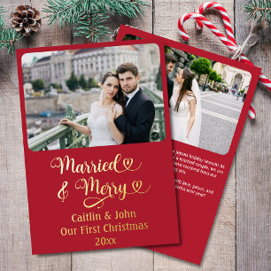 Verheiratet Merry Newlyweds First Christmas Custom Folien Feiertagskarte