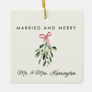Verheiratet & Merry Personalisiertes frisch verhei Keramikornament
