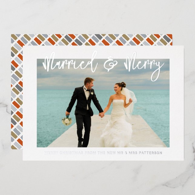 Verheiratet & Merry Wedding Mr & Mrs. First Christ Folieneinladung (Vorderseite/Rückseite)