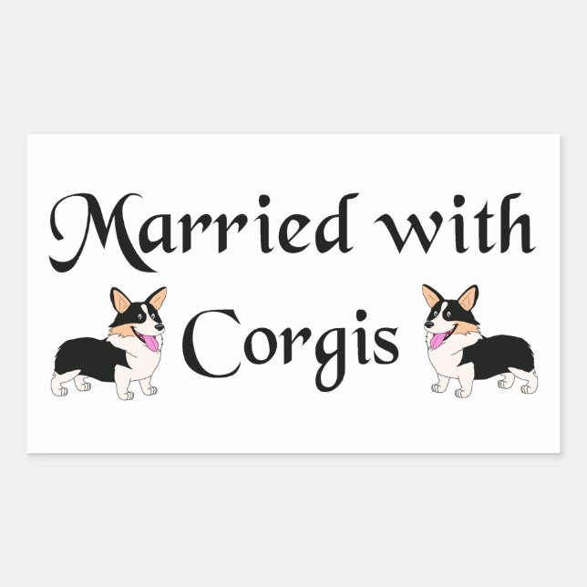 Verheiratet mit Corgis Rechteckiger Aufkleber (Vorderseite)