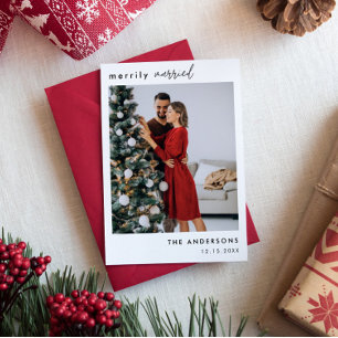 Verheiratet   Modernes Minimalistisches Foto Feiertagskarte