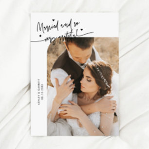 Verheiratet und dankbar Hochzeitsfoto Weiß Dankeskarte