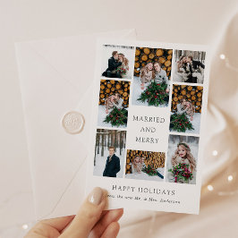 Verheiratet und froh | Multi Foto First Christmas Feiertagskarte