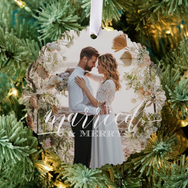 "Verheiratet und froh" Neuerscheinungen Weihnachts Ornament Karte (Insitu (Baum))