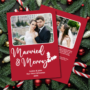 Verheiratet und froh Newlyweds First Christmas Red Feiertagskarte