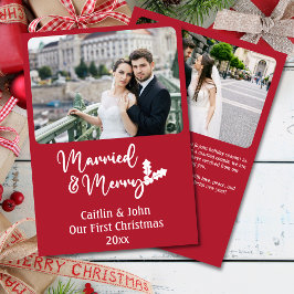 Verheiratet und froh Newlyweds First Christmas Red Feiertagskarte