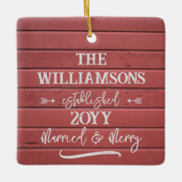 Verheiratet und froh Red Barn Erstes Weihnachtsfes Keramikornament