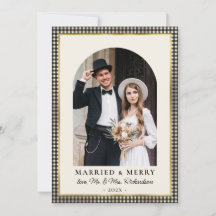 Verheiratet und Fröhlich Bogen Foto Schwarz Gold K