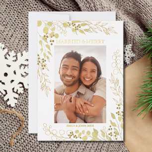 Verheiratet und Fröhlich Foto Folien Feiertagskarte