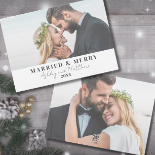 Verheiratet Und Fröhlich Neuvermählte Weihnachtsfo Feiertagskarte