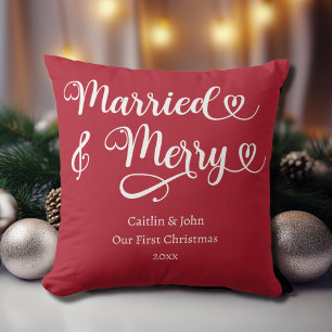 Verheiratet und fröhlich Unser erstes Weihnachten  Kissen