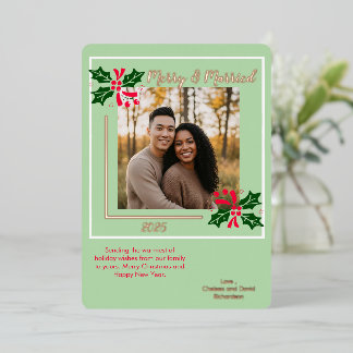 Verheiratet und fröhlich Weihnachtskarte mit Holly Folien Feiertagskarte
