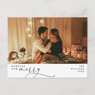 Verheiratet und hell Modernes Foto Holiday Postkarte