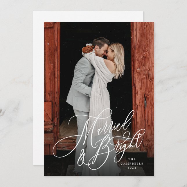 Verheiratet und hell Neu-Grün Feiertagskarte (Vorne/Hinten)