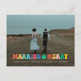 Verheiratet und Merry Retro 60er Hippie Fun Weihna Postkarte