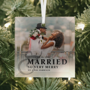 Verheiratet und sehr fröhlich Foto-Hochzeit Frisch Ornament Aus Glas
