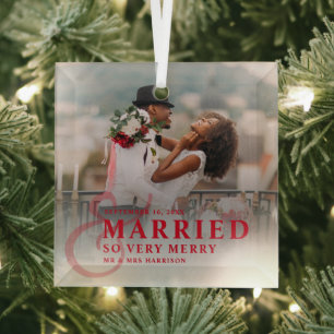 Verheiratet und sehr fröhlich Foto-Hochzeit Frisch Ornament Aus Glas