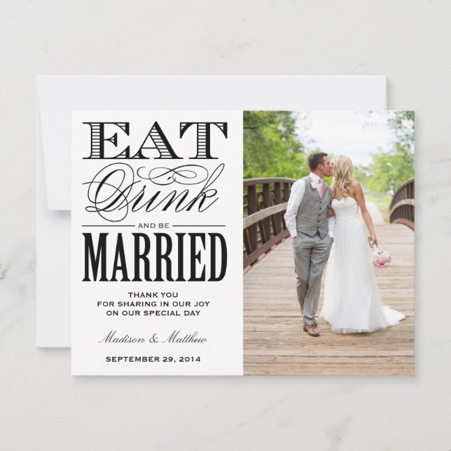 Verheiratet | Vielen Dank Foto Postcard Einladung (Vorderseite)