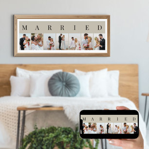 VERHEIRATETE 7-Bild- und Schwarz-FotoCollage Poster