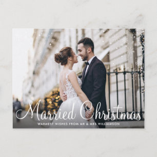VERHEIRATETE CHRISTMAS Foto mit weißem Skript Postkarte