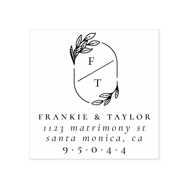 Verheiratete Couple Monogram | Hochzeitsfeier Rück Gummistempel (Prägung)