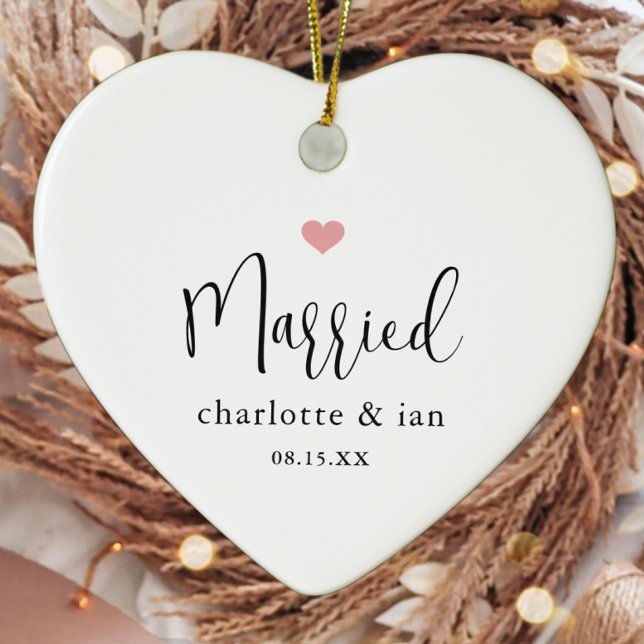 Verheiratete Ehepaare mit Datum Foto halten Keramik Ornament (Von Creator hochgeladen)