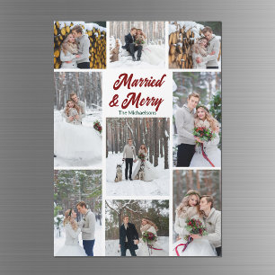 Verheiratete & Frohe Weihnachten Foto-Collage-Magn Magnetkarte