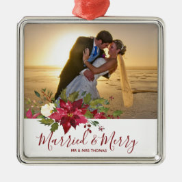 verheiratete & fröhliche Weihnachtsfeiertage Foto Ornament Aus Metall