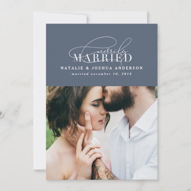 Verheiratete Hochzeitsankündigung Feiertagskarte (Vorderseite)