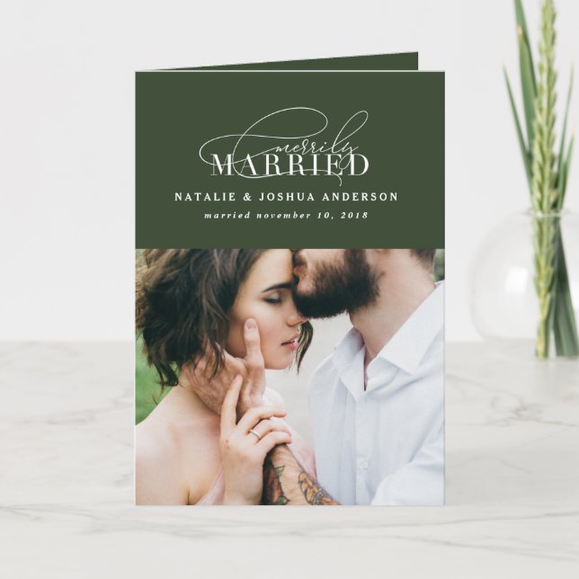 Verheiratete Hochzeitserklärung Feiertagskarte (Vorderseite)